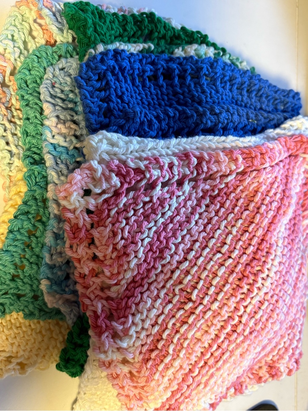 Handmade Cotton Knit Dishcloth Set of 10